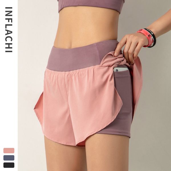 

women 2 in 1 sports shorts elastic waist running tight yoga short woman gym short fitness shorts sportswear workout, White;red