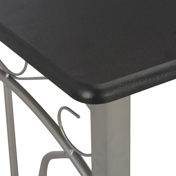 

set table and high kitchen chairs 3 pieces wood and black steel kitchen furniture