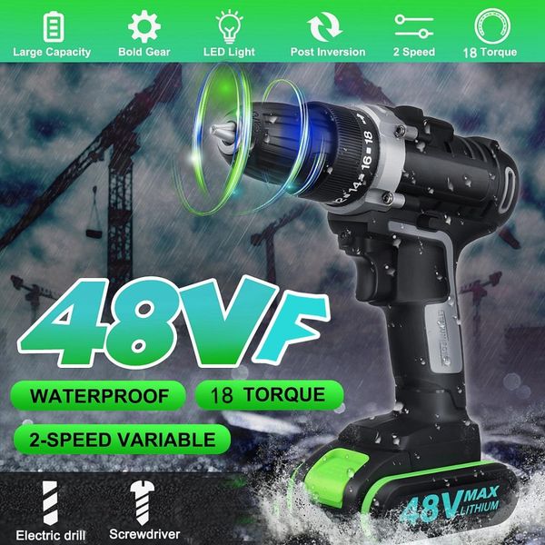 

cordless 48v electric drill 18+1 torque adjustment driver drilling screwdriver rechargeable li-ion battery powerful driling tool