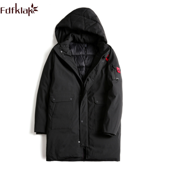 

fdfklak plus size 3xl-8xl coat for men loose pockets men's winter jacket medium long parka large jackets menswear, Black