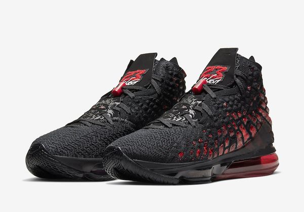 

kids lebrons 17 infrared basketball shoes future air oreo full red with box james 17 men womens sport sneakers size 36-46, Black