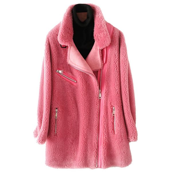 

real wool fur coat jacket autumn winter women fur outerwear coats lf9088, Black