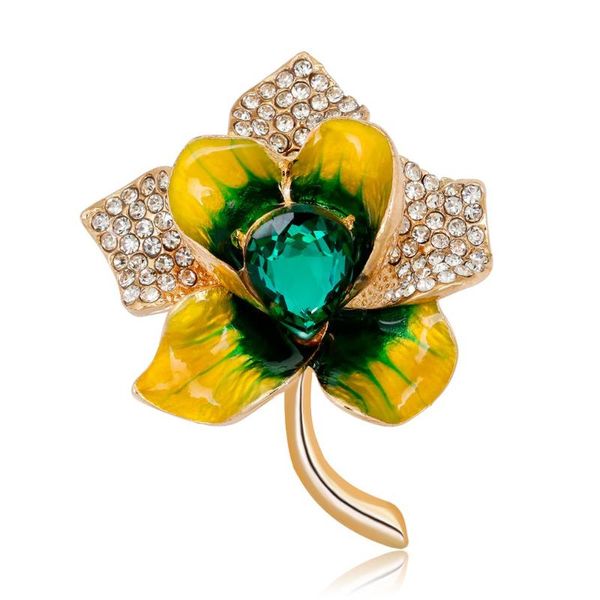 

rhinestone brooch imitation zircon crystal brooch clothing flower petal pin party jewelry collar pin al232, Gray