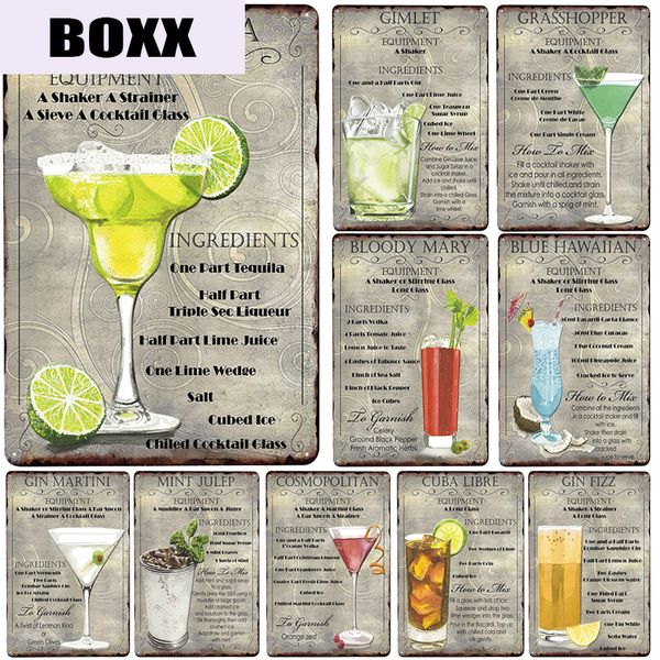 

cocktail margarita plaque metal vintage decor metal sign tin sign metal poster plate home bar pub decoration blechschild