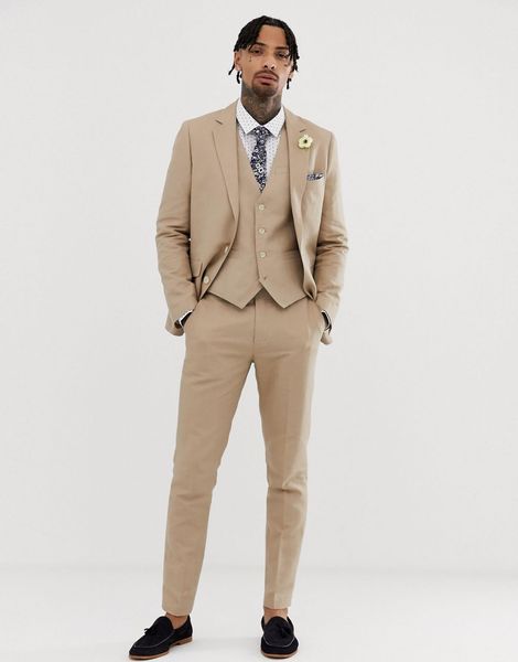 

сшитое 2020 высокое качество groomsmen нотч groom tuxedos хаки мужские костюмы свадебные / prom best man blazer (куртка + брюки + жилет, Black;gray