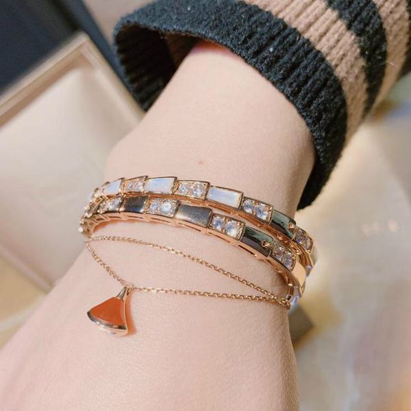 

women bangle wedding jewelry love bracelet women sperpenti viper series snake bone bracelet ring bangle sterling circle link bracelet, Black