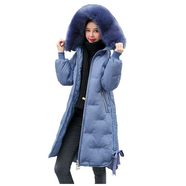 

long hooded fur coat snow embroidery winter down coat women oversize jacket cotton padded wadded parkas wind breaker sleeves, Black