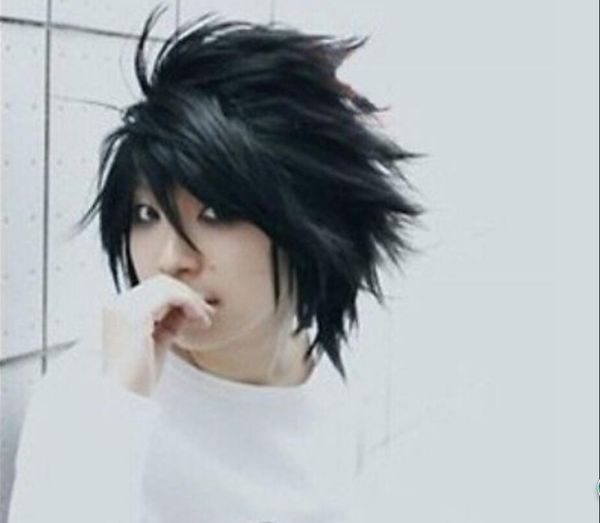 PERUK kargo Popüler Death Note L Siyah Kısa Şık Anime Cosplay Peruk