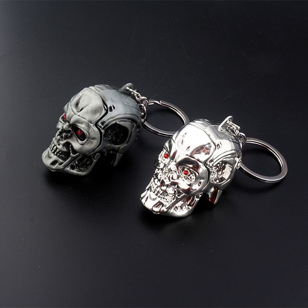 

хэллоуин terminator череп голова логотип очарование брелок мужчины и женщины моды подвеска ключевого брелока украшение автомобиля аксессуары, Silver