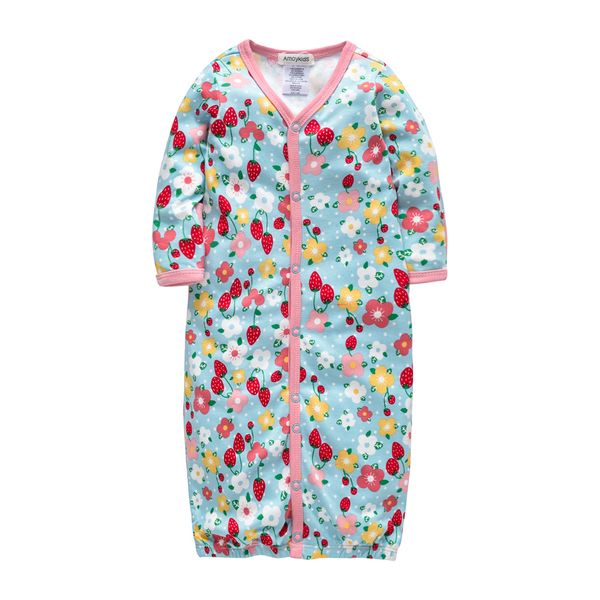 

honeyzone baby pajamas 2020 new flower newborn baby girl pajamas with long sleeve infantil cotton night skirt pijama bebe 3m 6m