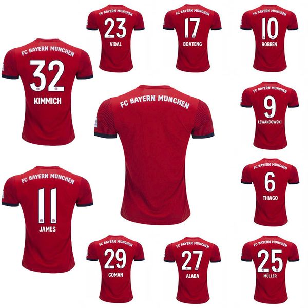 

2019 Top Maillot Bayern Mens Munich 6 THIAGO 9 LEWANDOWSKI 10 ROBBEN 17 BOATENG 23 VIDAL MULLER ALABA COMAN KIMMICH Maillot Soccer Jerseys