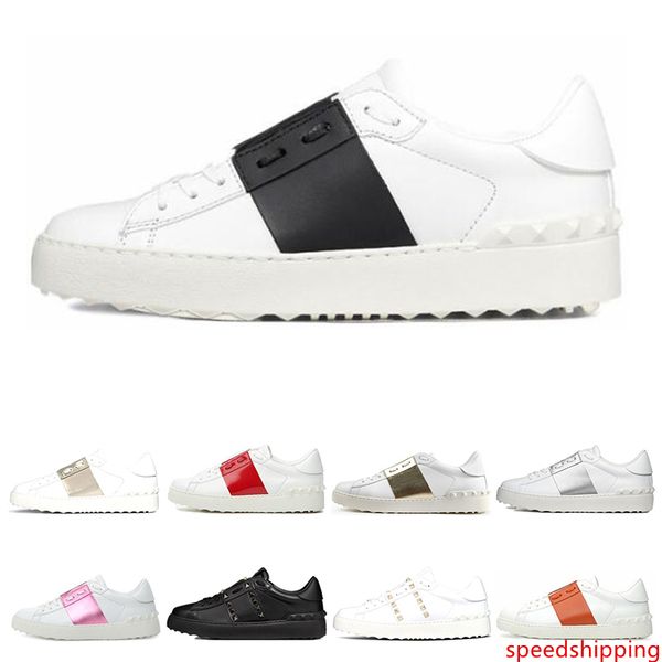 

новое поступление повседневная обувь белый черный красный модные мужские женские кожаные дизайнерские туфли открытые низкие спортивные кросс