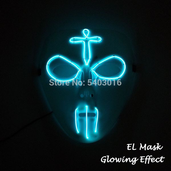 

halloween mask with neon wires led light up mask scary masquerade glow for festivals parties, carnivals and raves