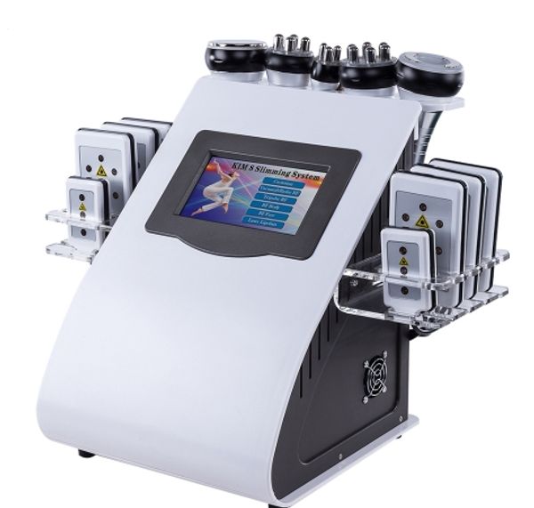 

new 6 in 1 cavitation vacuum radio frequency machine for spa fast 8 pads lipo laser slimming machine