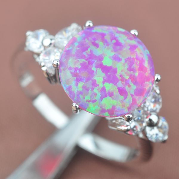

fashion pink opal stones 925 silver for women cubic zirconia ring sell pa002, Slivery;golden
