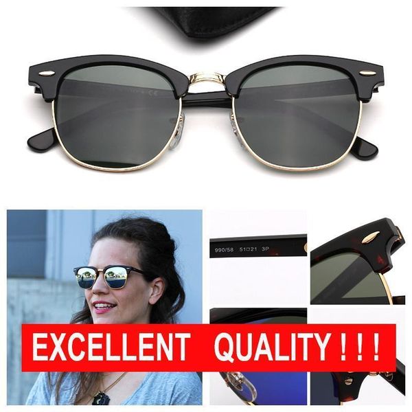 

brand fashion sunglasses women sunglasses fashion mens designer sun glasses half frame des lunettes de soleil with leather case, White;black