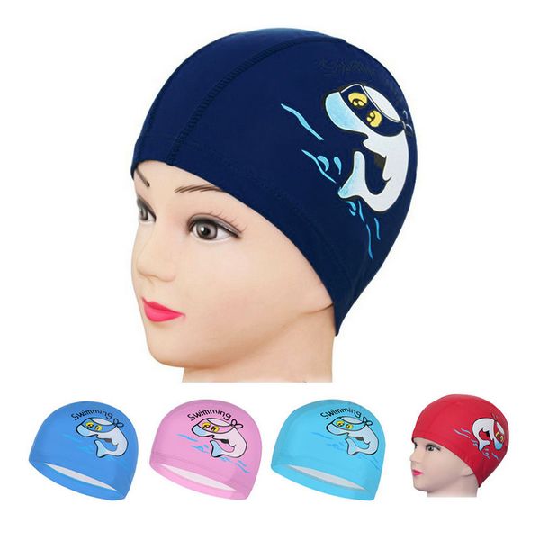

2016 new children swimming cap cartoon animal printing kids swim hat head swear swimming caps 5 colors