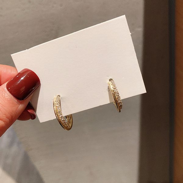 

dominated 2020 new korean temperament women earrings metal geometric circular fine crystal drop earrings classic fashion jewelry, Silver
