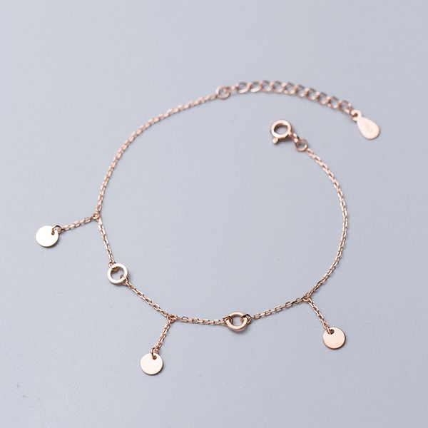 

inalis s925 silver small fresh round silver piece tassel bracelet female korean version of the exquisite geometric jewelry, Golden;silver