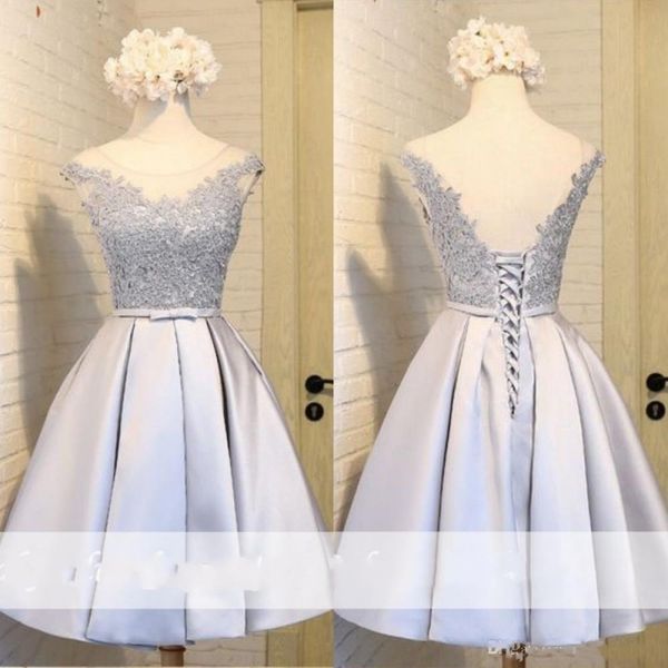 

sheer scoop mini cocktail party dresses lace appliques backless lace-up princess homecoming dresses plus size custom made vestidos, Blue;pink
