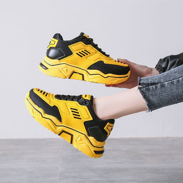 

2020 women chunky sneakers designers yellow casual shoes ulzzang fashion basket female trainers woman platform sneaker size 42, Black