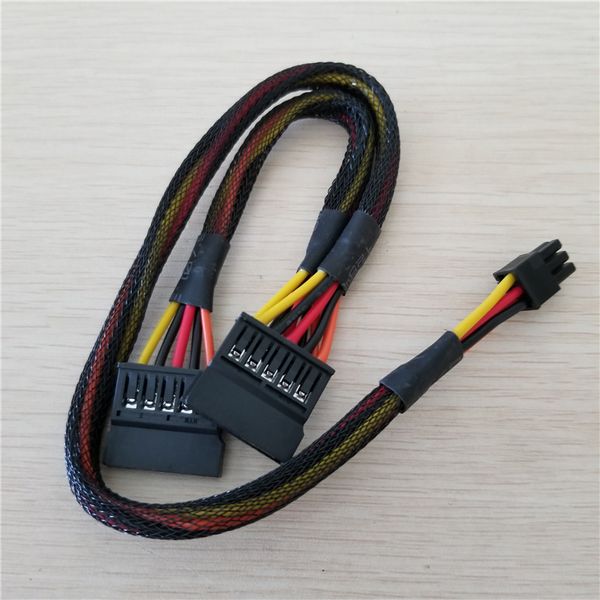 

6Pin to Splitter 15Pin SATA Power Cable Cord for DELL Vostro 3650 3653 3655 Desktop Computer HDD SSD Expansion Cable 50cm