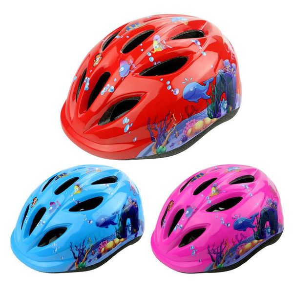 

children outdoor cycling helmet roller skating helmet protectors cartoon underwater world breathable ultralight kid bike helmets