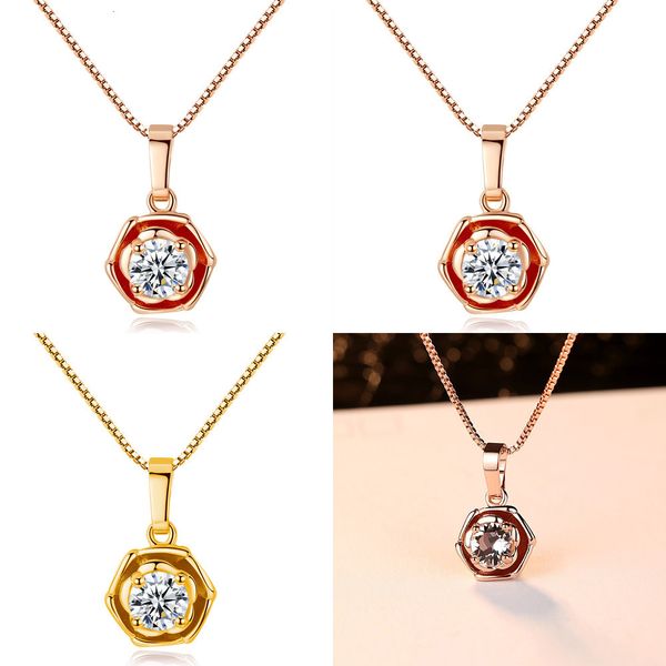 

flower necklace concise rose necklace electroplate zircon jewelry chain goodwood necklaces wholesale pregnancy necklace butterfly pendant, Silver
