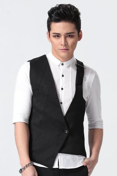 

xs-6xl 2020 new men's clothing hair stylist gd fashion ktv vest stage singer costumes, Black;white
