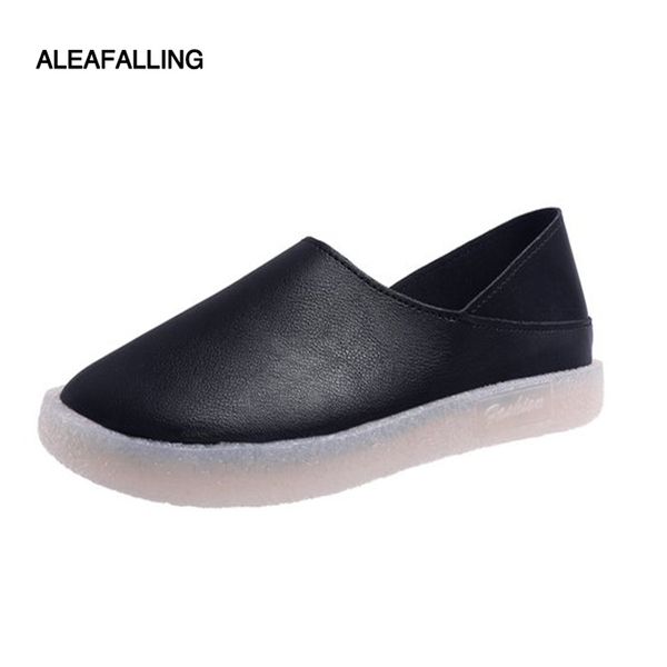 

aleafalling classical smart flat black white women flat shoes leather zapatos mujer girl's slip on shoes two way for wearing