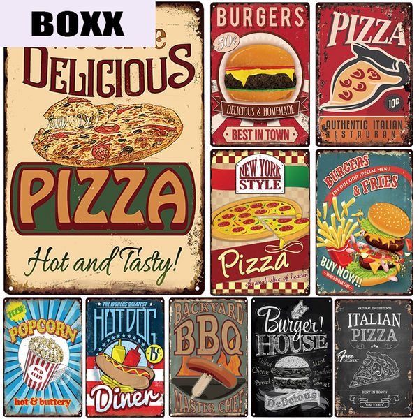 

pizza popcorn burger bbq decor metal tin sign vintage metal sign tin sign metal poster home bar pub vintage posters art