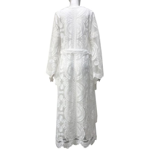 

cross-border popular european and american womens embroidered dress bohemian cardigan lace evening dress, White;black