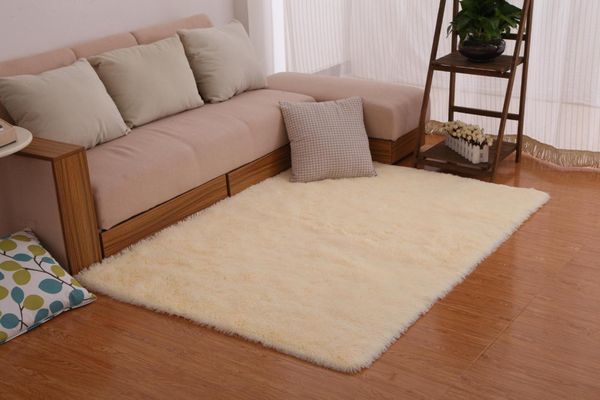 

soft fluffy shaggy rectangle carpet floor mat living room decorative blanket area rug solid color white beige pink coffee black