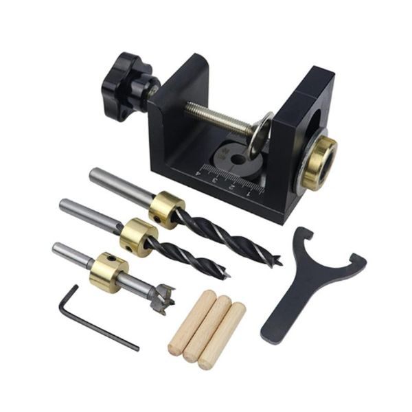

3 в 1 регулируемое крепление штыревой крепью jig деревообрабатывающий карманный hole jig с 8 / 15мм сверло для руководство drilling локатор