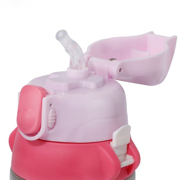 

titanium vacuum 600ml children's portable water bottle kids flask cup healthy baby tea mugs ice powder + rose red + silver water bottle