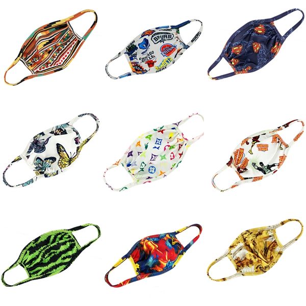 

wholesale child designer printed active protective cotton masks boys girls cartoon mouth face masks kids earloop mask #302, Black