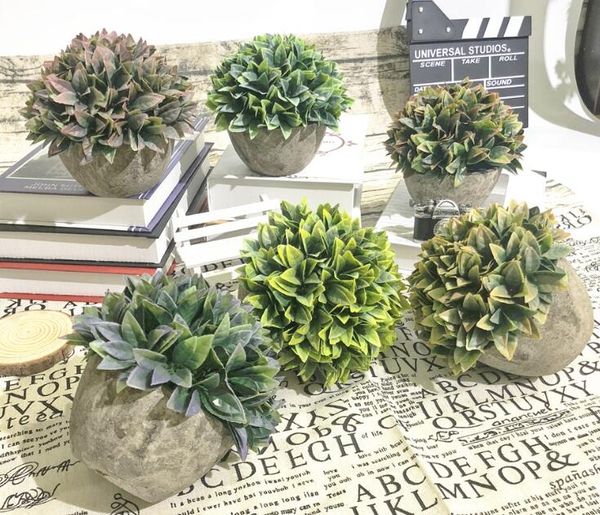 

artifical plant bonsai mini plastic fake faux green grass simulation artificial plants with pots for home decor