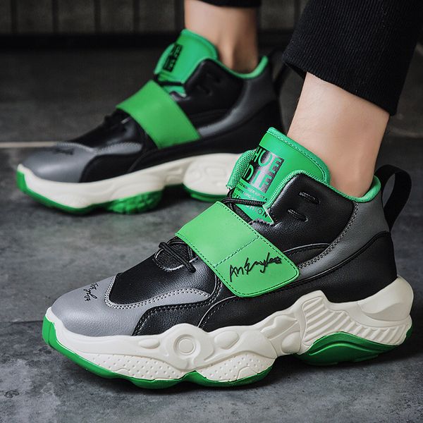 

ins men fashion designer shoes thick bottom increased sneakers casual shoes tenis baskest chunky sneakers sapato masculino, Black