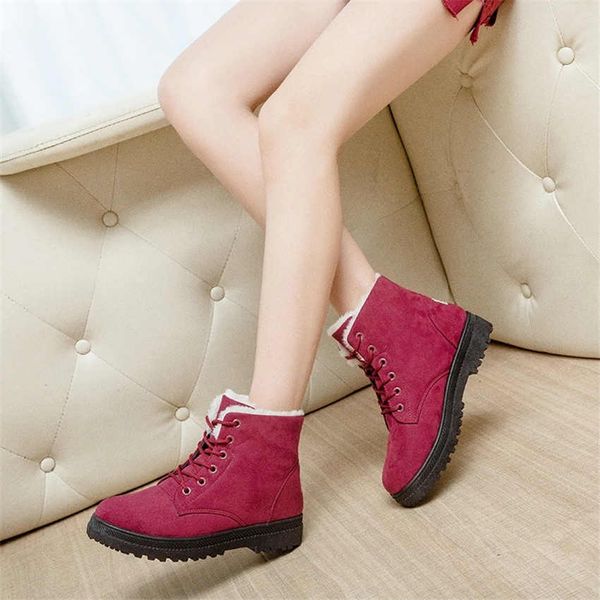 

snow boots with fleece thermal flat heels stylish high-plus fleece boots ing, Black