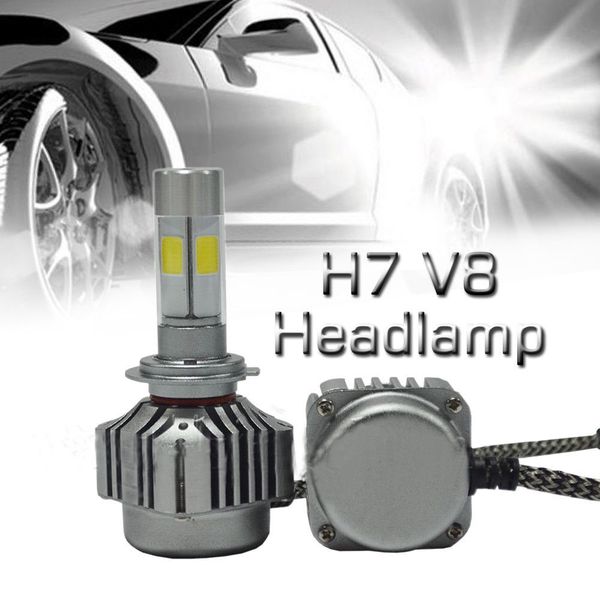 

car 2pcs 120w h7 led headlight cob kit hi/lo beam bulb 6000k white high power 12000lm