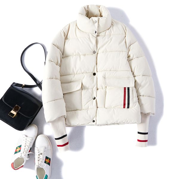 

женщина пальто сыпучие проложенные вниз ветровки женщины теплое пальто больших размеров женская зимняя куртка утепленные ветровки, Black