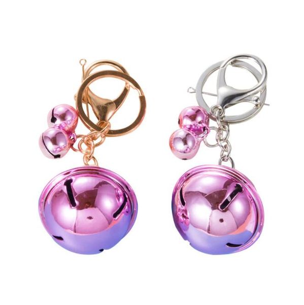 

10pcs/lot woman bell keychain stitching color metal bell key ring men and women bag pendant key ring, Silver