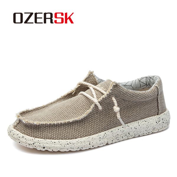 

ozersk autumn fashion canvas men shoes casual breathable loafers men moccasins comfortable flat shoes footwear size 39~48, Black