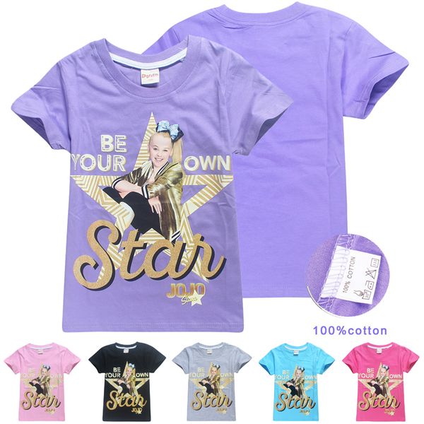

6 colors jojo siwa printed girls t-shirts 6-14 years old kids 100% cotton tee shirts short sleeve tshirts kids designer clothes dhl ss102, Blue