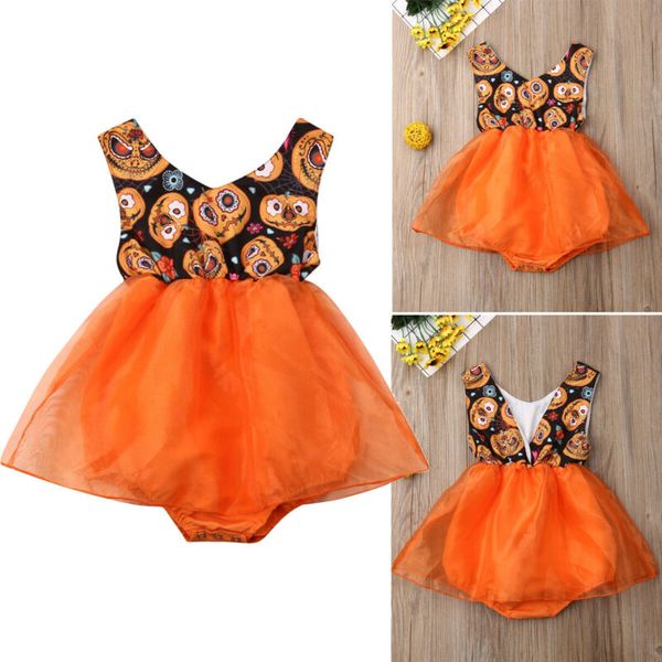 

newborn baby girls 3m-18m pumpkin tutu bodysuit jumpsuit clothes outfit sunsuit, Red;yellow