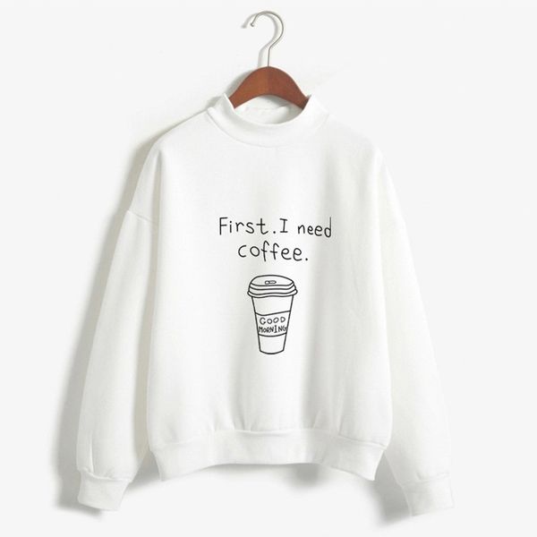 

autumn winter women harajuku sweatshirt coffee letter printed sweatshirt long sleeve turtleneck pullover sportswear moletom 2019, Black