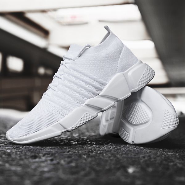

2020 flying weave super light men's running shoe new outdoor sport shoes mens cushioning non-slip mesh walking shoes men sneaker