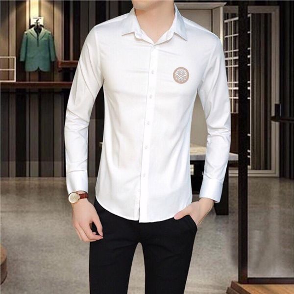 

2019 autumn tide brand leisure time long sleeve shirt heavy beautiful du sha pattern printing concise joker male, White;black