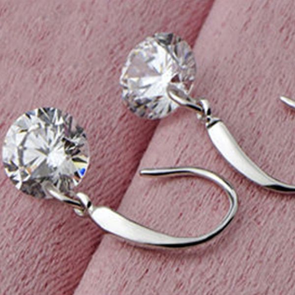 

fashion jewelry crystal rhinestone elegant silver plated ear hook dangle earring for women