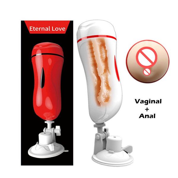 MizzZee Vagina Anale Maschile Doppio Tunnel Tazza di Masturbazione Uomini Figa Realistica Masturbatori Maschili Aspirazione vibratore Giocattoli Del Sesso J1607